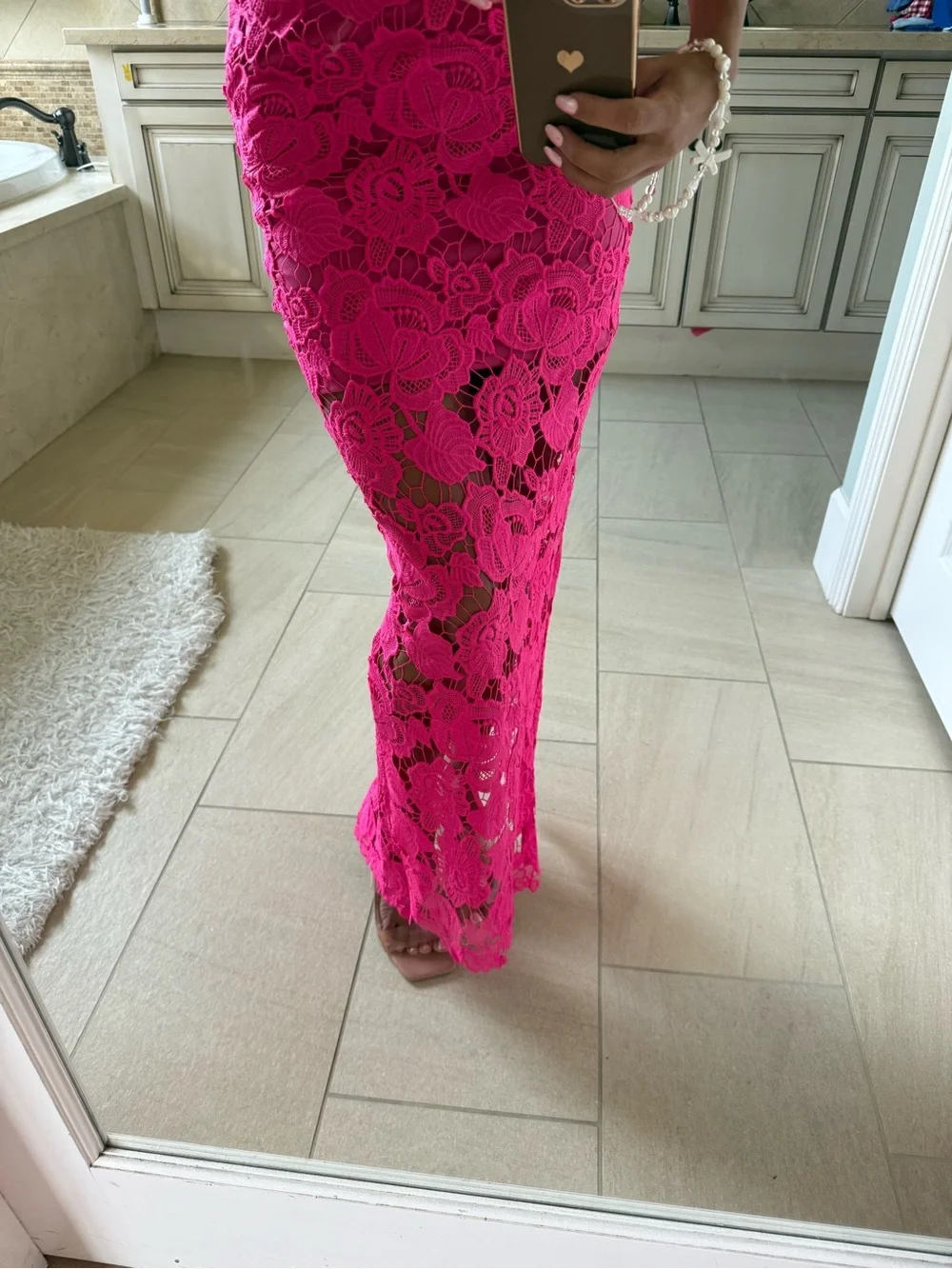 REVOLVE Strapless Fuchsia Lace Maxi Dress - Picture 4 of 8